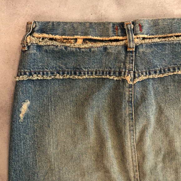 Liu Jo Jeans - Distressed Denim Skirt with Cut Outs Size 28 Y2K early 00s - Picture 6 of 10
